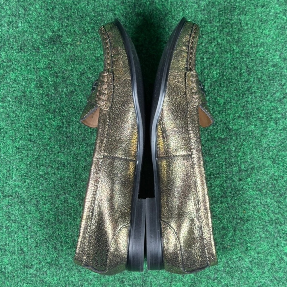 Jack Rogers Remy Loafer Metallic Gold Crackle Leather Rondelle Flower Womens 7B - Picture 7 of 9